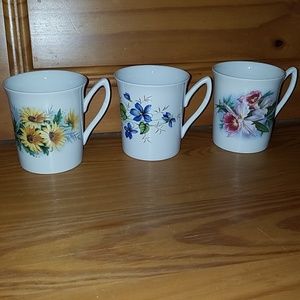 Set of three very pretty Rosina bone china cups.